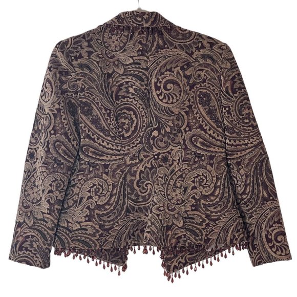 Upholstery Women’s Jacket Size S/M Statement Classy Brown With Beads - Picture 2 of 11